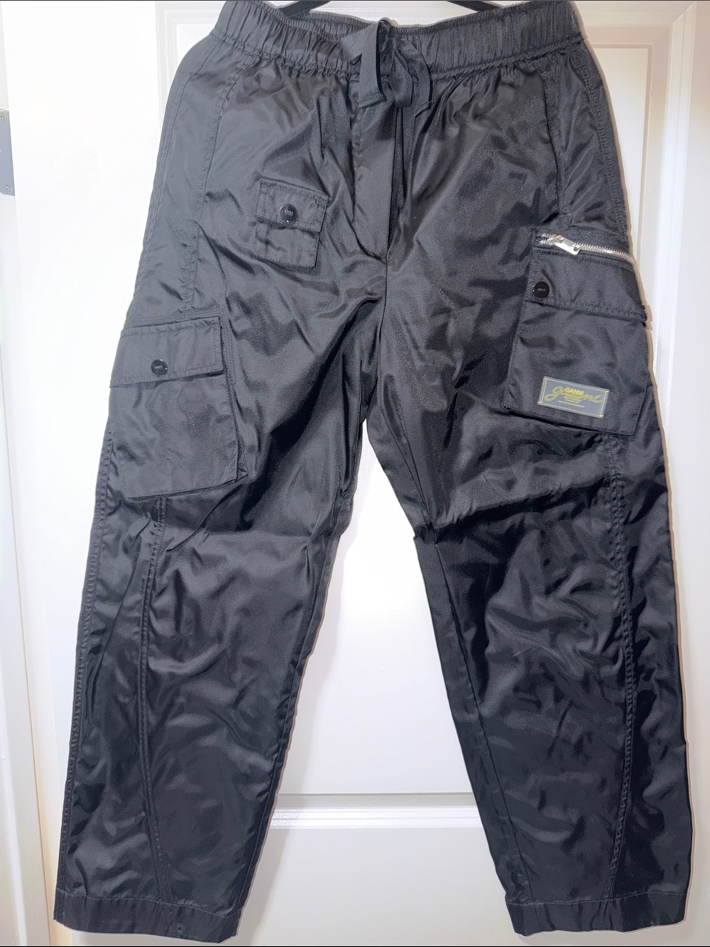 Ganni women Black Cargo Track Pants with Multiple Pockets size 36